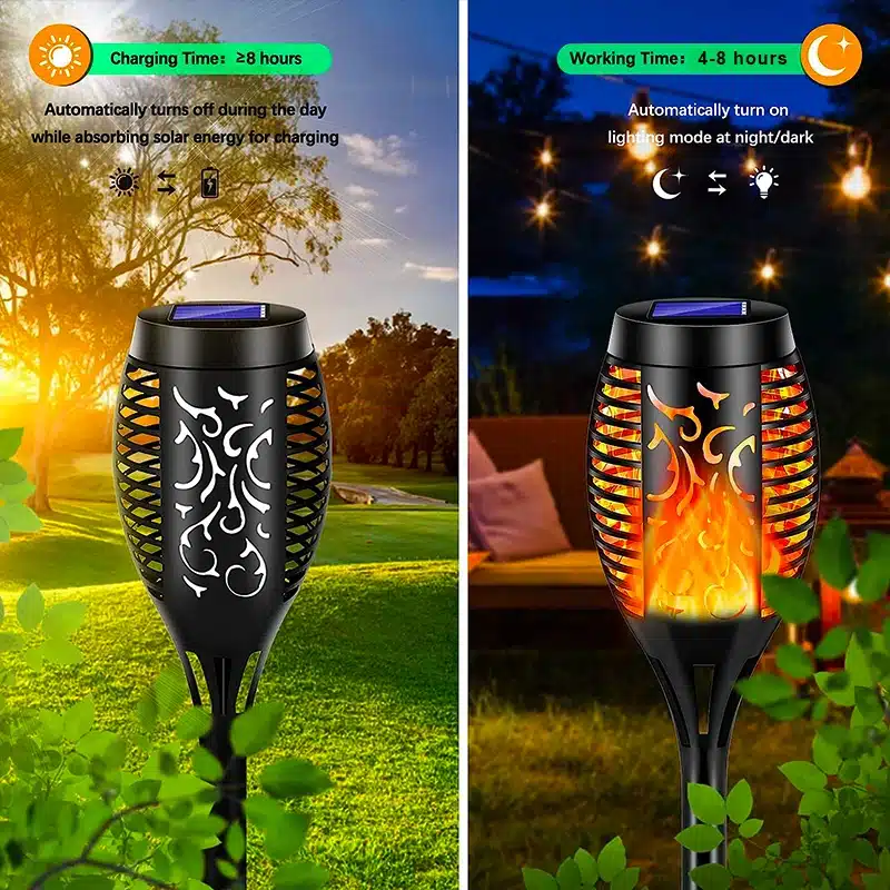 چراغ خورشیدی باغچه طرح شعله 11 چراغ خورشیدی باغچه طرح شعله