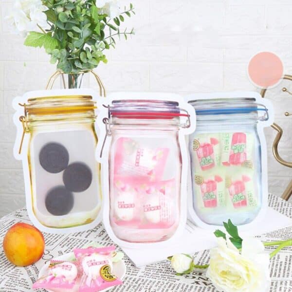 کیسه زیپ لاک دار طرح بطری شیشه ای حبوبات 3 کیسه زیپ لاک دار طرح بطری شیشه ای حبوبات