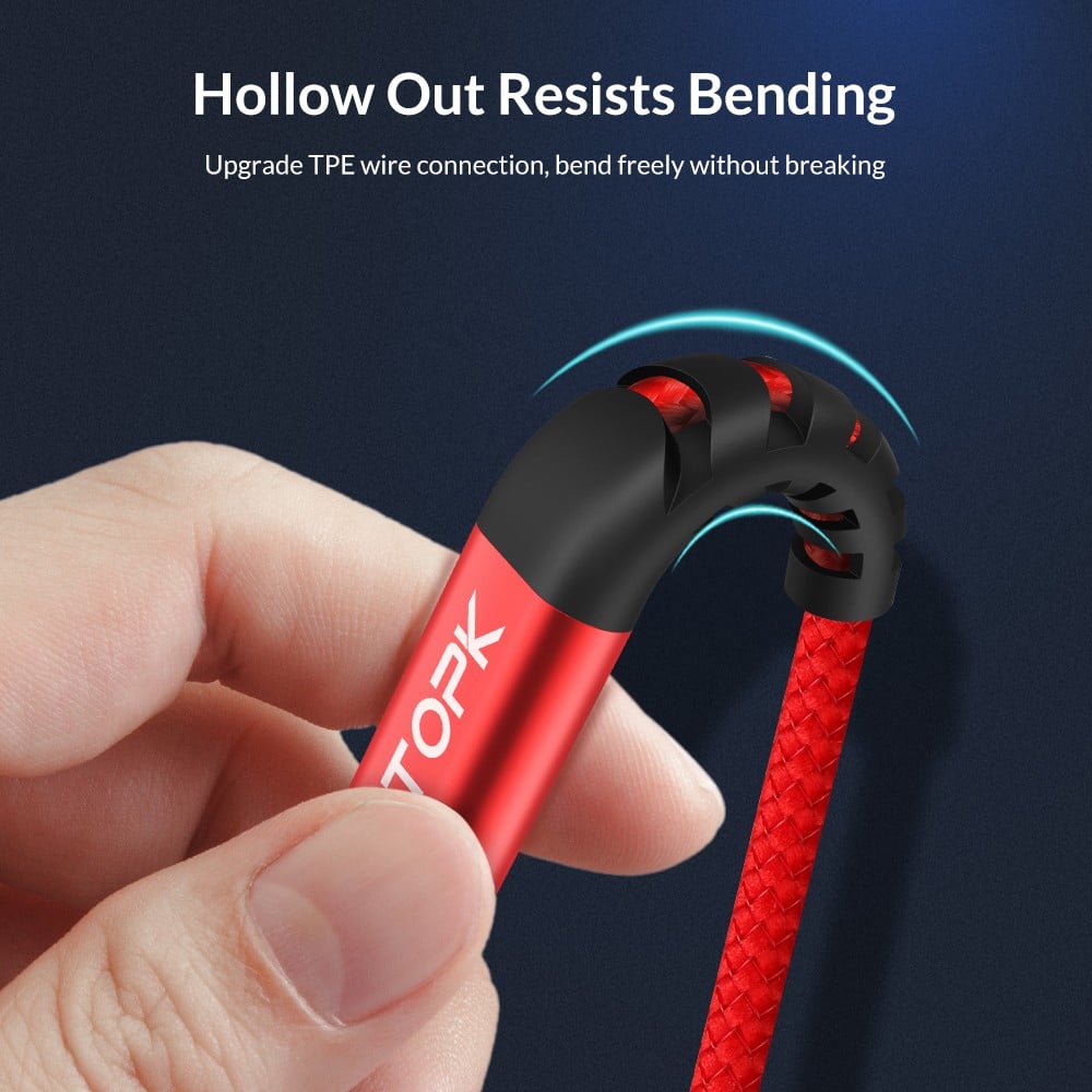 کابل تبدیل USB به لایتنینگ TOPK طول 2 متر 5 کابل تبدیل USB به لایتنینگ TOPK طول 2 متر