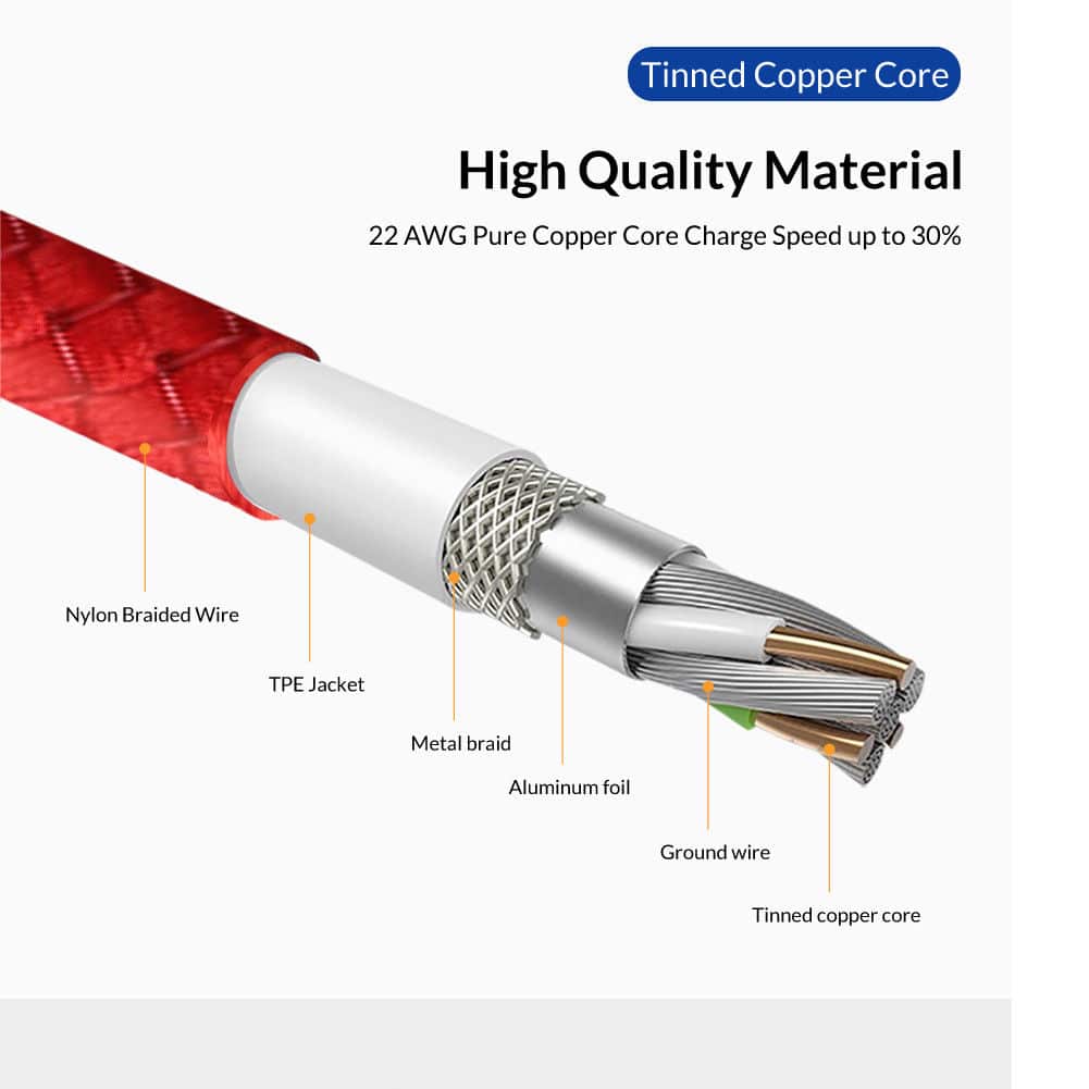 کابل تبدیل USB به لایتنینگ TOPK طول 2 متر 9 کابل تبدیل USB به لایتنینگ TOPK طول 2 متر