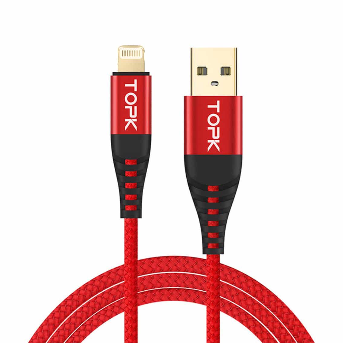 کابل تبدیل USB به لایتنینگ TOPK طول 1 متر 2 کابل تبدیل USB به لایتنینگ TOPK طول 1 متر