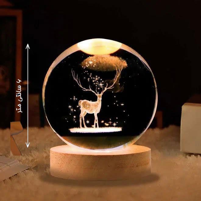 چراغ خواب گوی شیشه ای طرح گوزن چراغ خواب گوی شیشه ای طرح گوزن