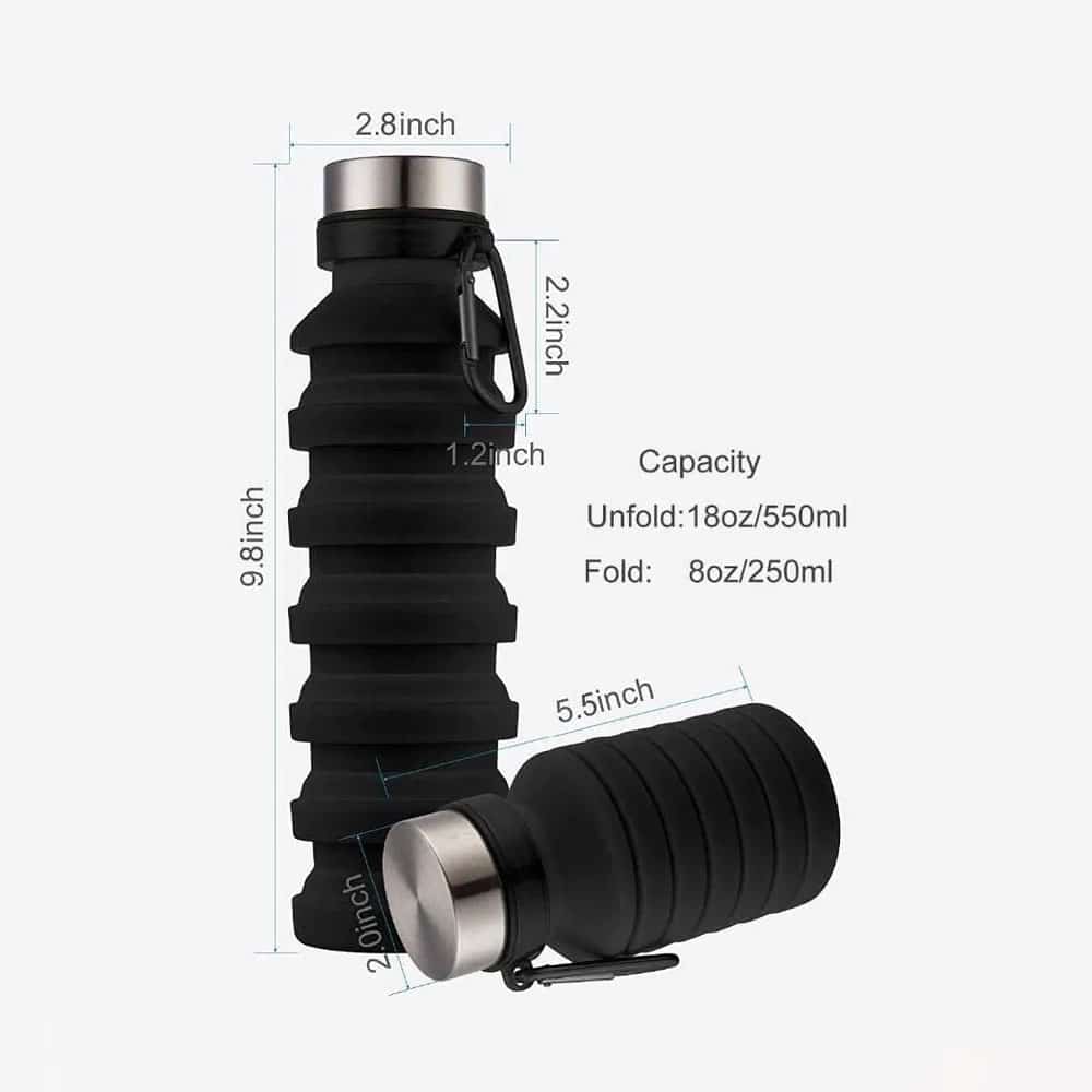 قمقمه سیلیکونی آکاردئونی ظرفیت 550 میلی لیتر 2 قمقمه سیلیکونی آکاردئونی ظرفیت 550 میلی لیتر