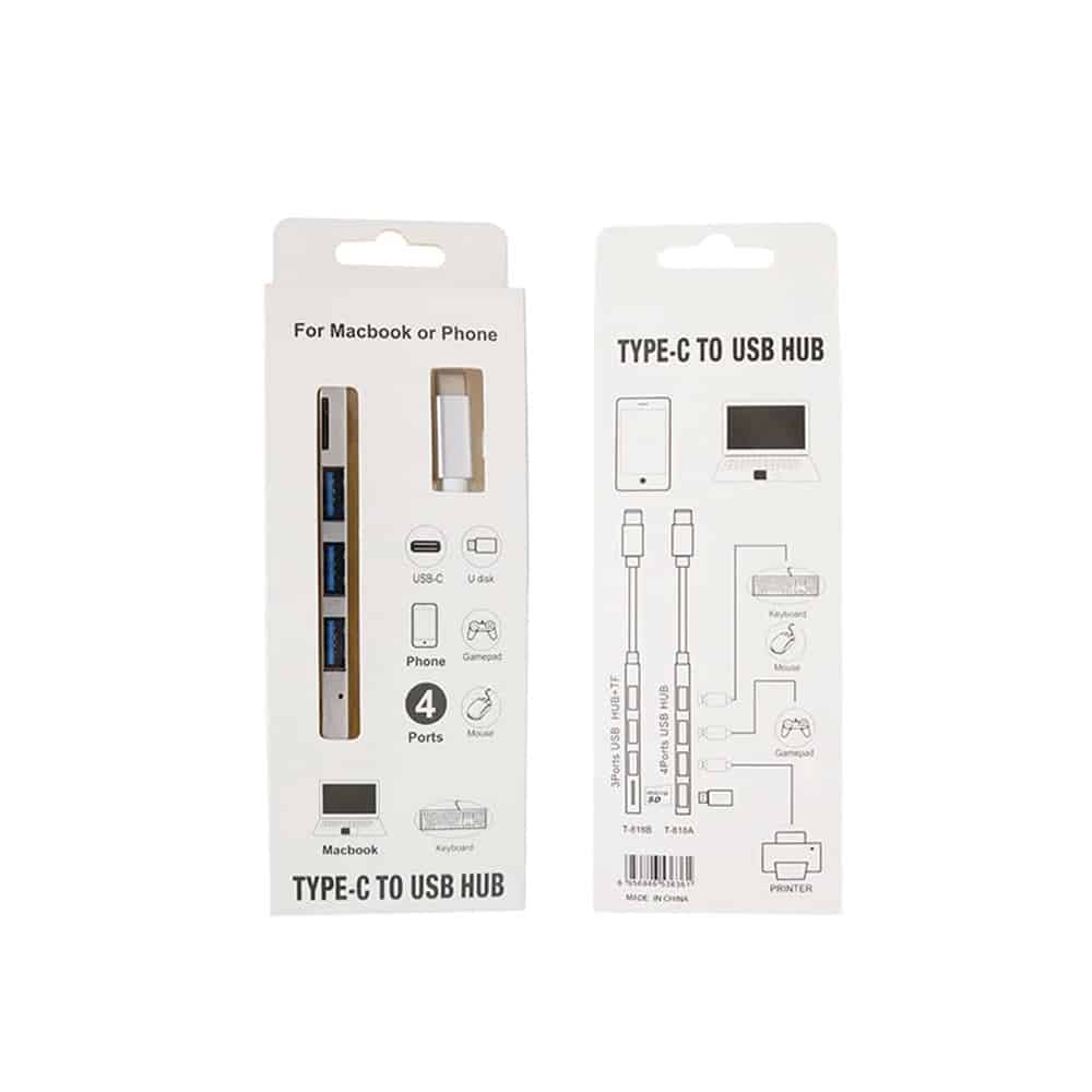 هاب 4 پورت USB-C مدل T809A 4 هاب 4 پورت USB-C مدل T809A