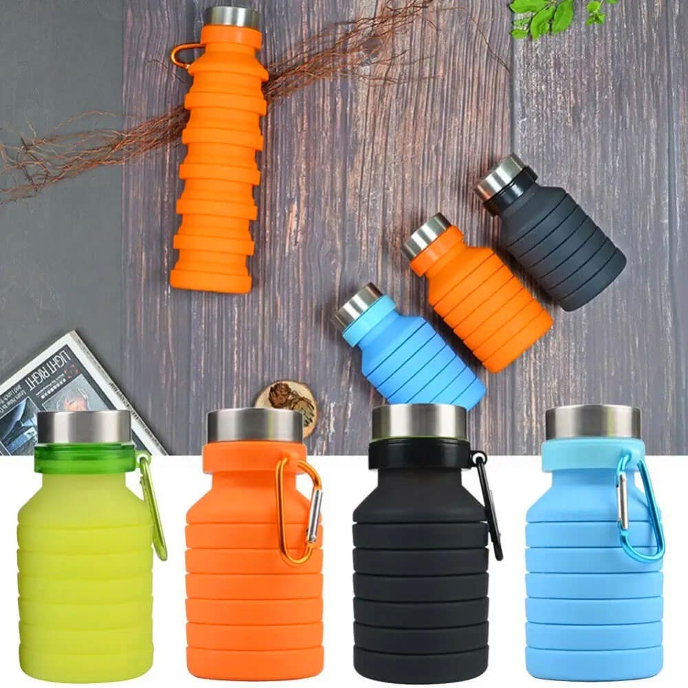 قمقمه سیلیکونی آکاردئونی ظرفیت 550 میلی لیتر 6 قمقمه سیلیکونی آکاردئونی ظرفیت 550 میلی لیتر