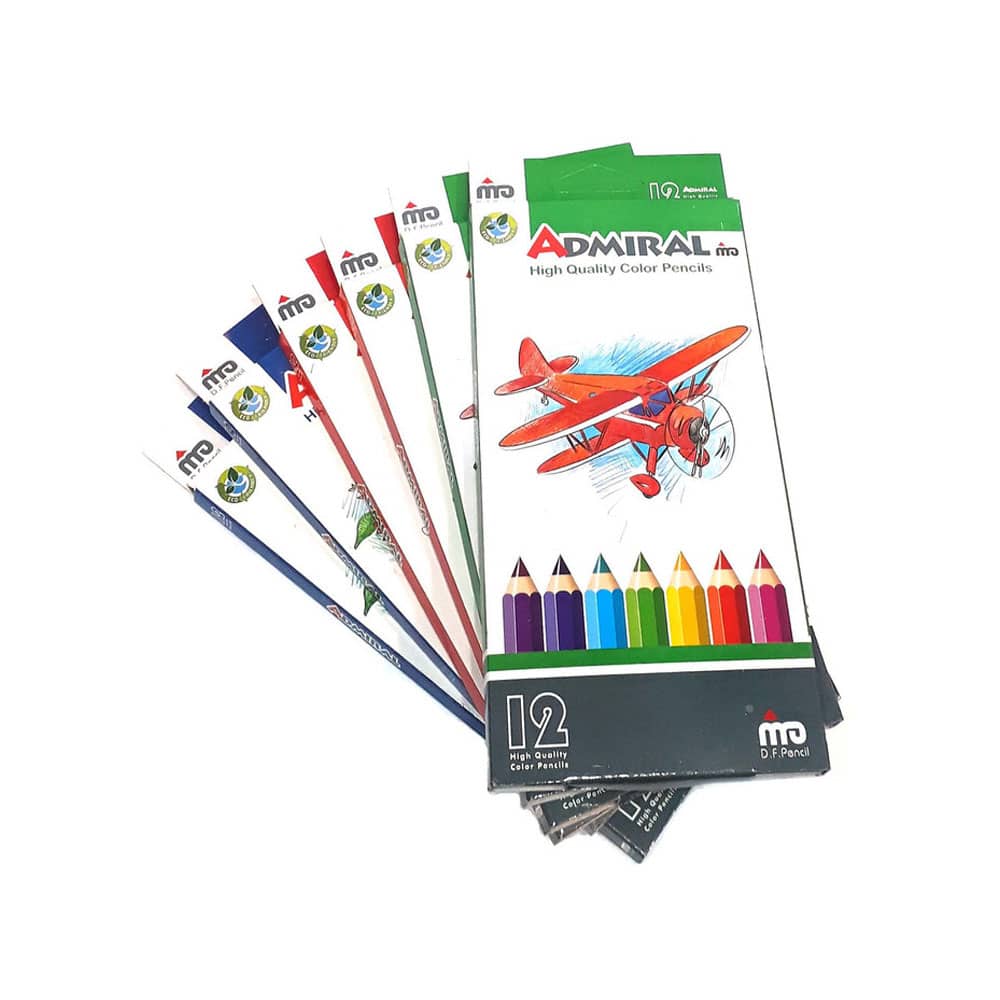 مداد رنگی 12 رنگ آدمیرال جعبه مقوایی 10 مداد رنگی 12 رنگ آدمیرال جعبه مقوایی