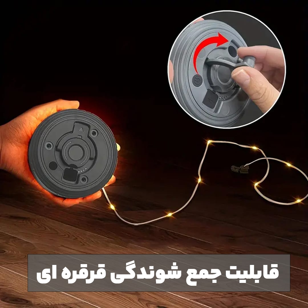 چراغ و ریسه شارژی کمپینگ پاور بانک دار 5 چراغ و ریسه شارژی کمپینگ پاور بانک دار