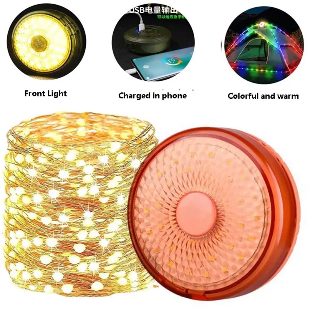 چراغ و ریسه شارژی کمپینگ پاور بانک دار 9 چراغ و ریسه شارژی کمپینگ پاور بانک دار