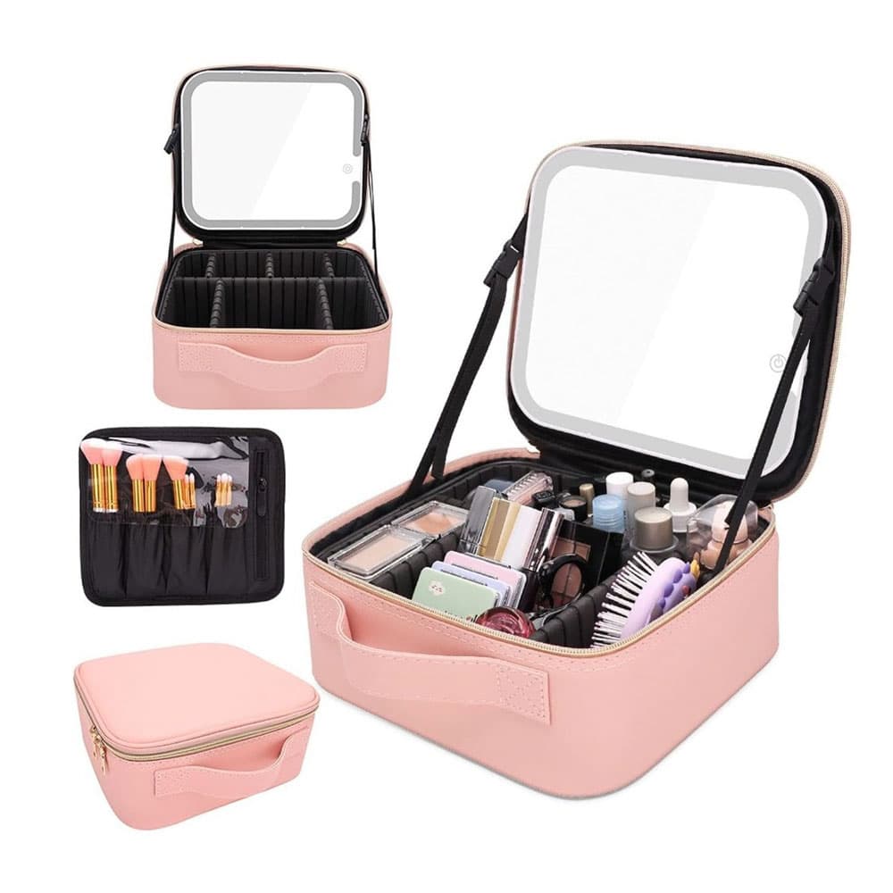 کیف لوازم آرایشی با آینه چراغ‌دار لمسی