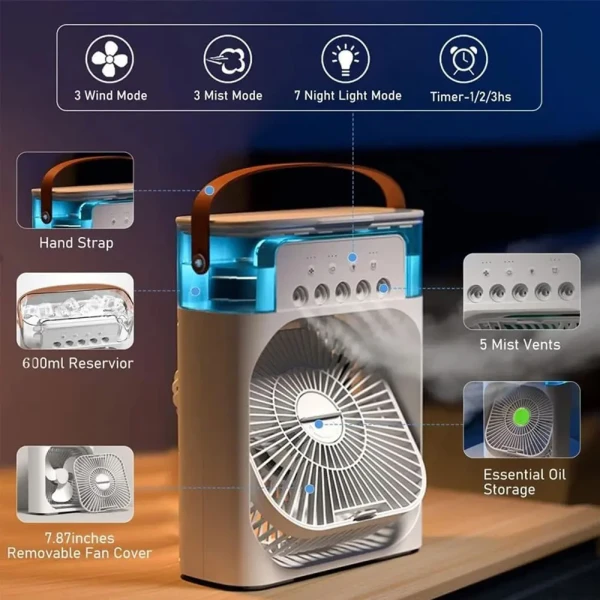 پنکه و کولر رومیزی مه‌پاش تایمر دار مدل AIR COOLER FAN سایز بزرگ