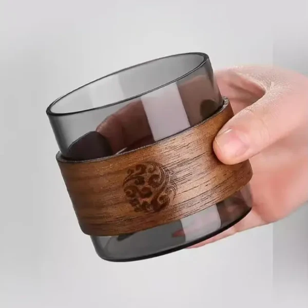 فنجان چای شیشه ای ژاپنی مدل wood