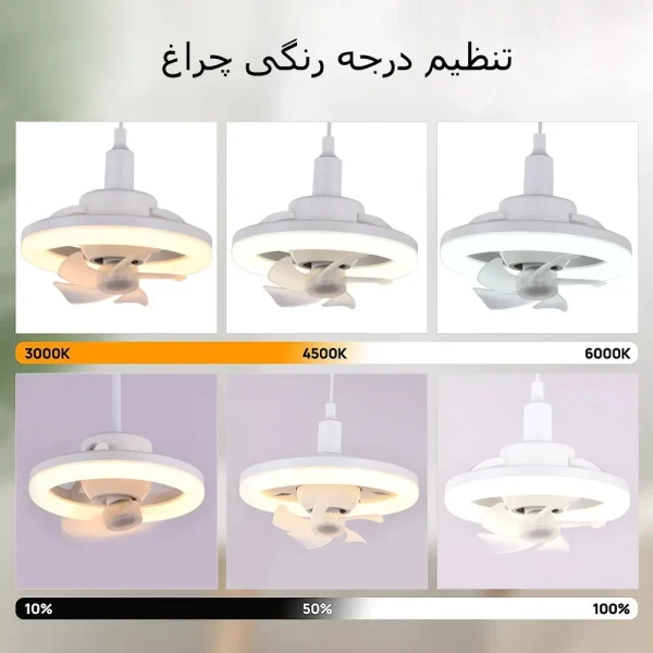 پنکه سقفی چراغ دار کنترلی 360 درجه